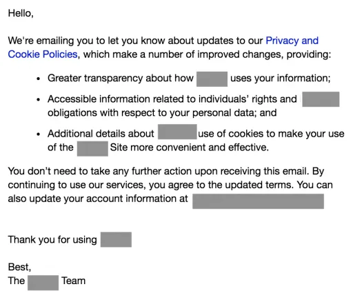GDPR Privacy Policy Update