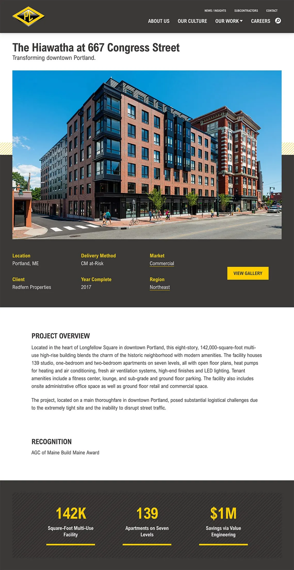 PC Construction website project detail page description