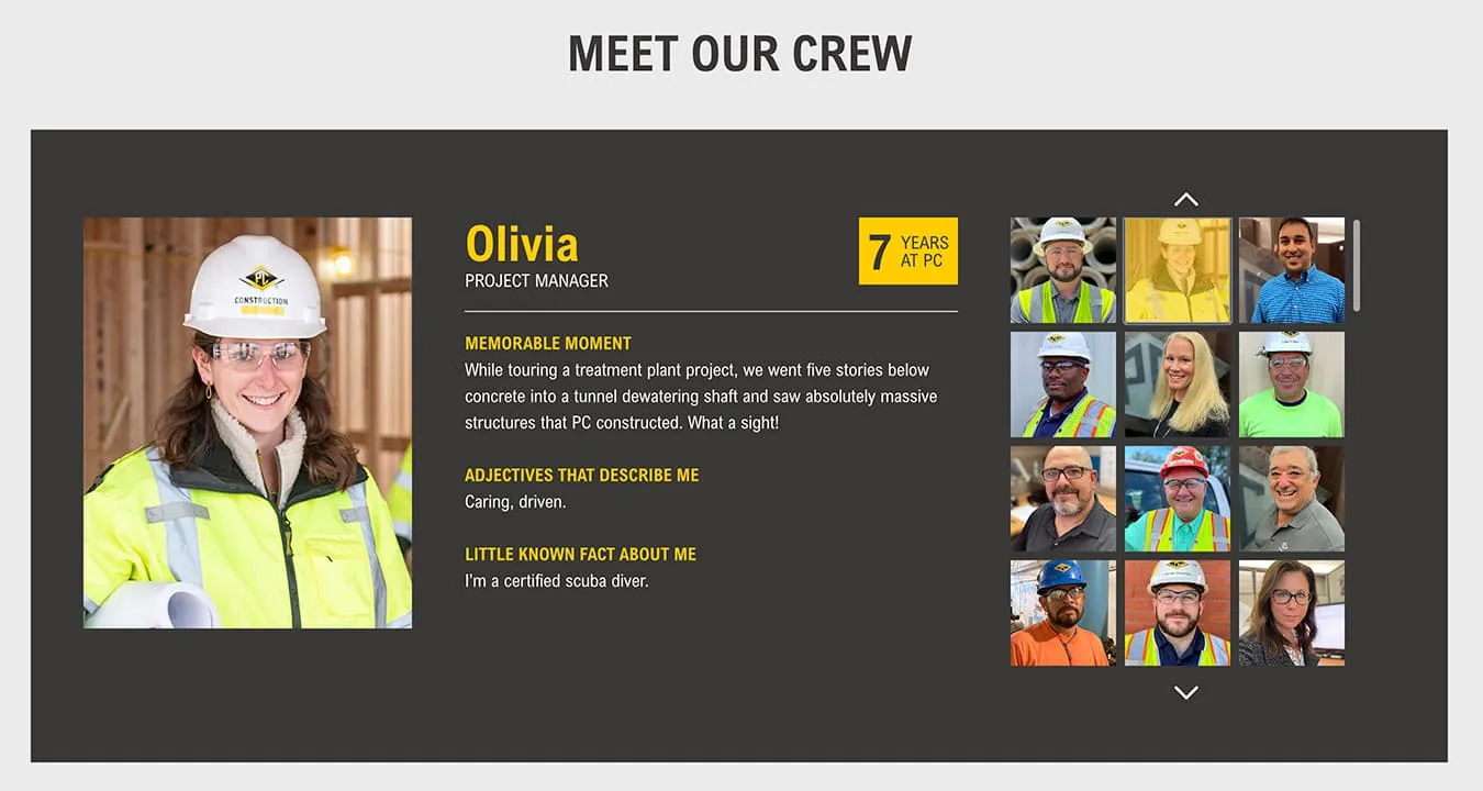PC Construction website ‘Meet Our Crew’ gallery