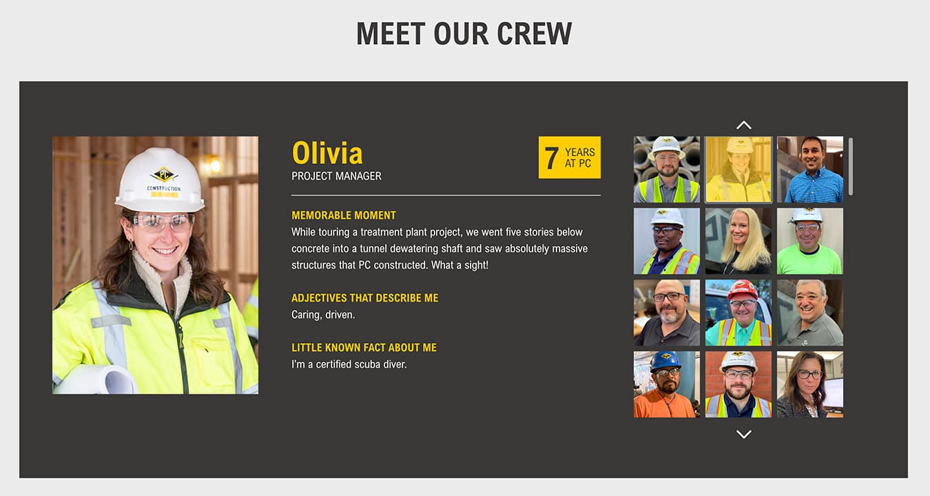 PC Construction website 'Meet Our Crew' gallery